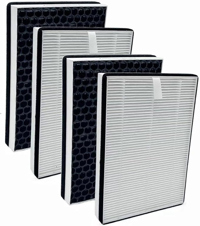 Replacement Filters Compatible with NUWAVE Oxypure Portable Air Purifier 47401 47402, Part # H5P3, H13 3-Stage Filtration High-efficiency Activated carbon,(4-hepa)