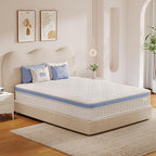 Queen Mattress 10 Inch, Hybrid Mattress Plush in a Box,Individual Pocket Spring Queen Size Bed with Breathable Memory Foam, Pressure Relief, Medium Firm Back Support for Adults