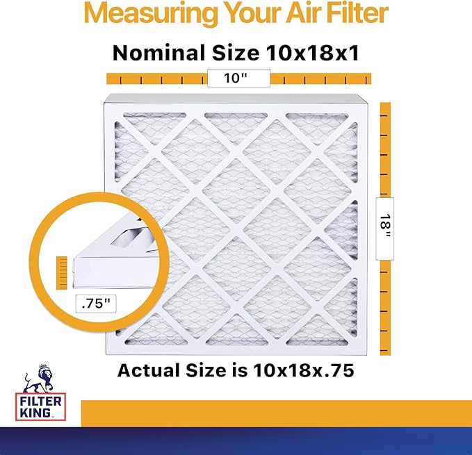 Filter King 10x18x1 Air Filter | 4-PACK | MERV 13 HVAC Pleated A/C Furnace Filters | MADE IN USA | Actual Size: 10 x 18 x .75"
