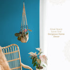 Mkono 3 Pack Macrame Plant Hangers Hanging Planters for Indoor Plants Brown
