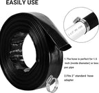 2" x 100 FT Pool Backwash Hose, Black Heavy Duty Reinforced PVC Lay Flat Water Discharge Hose for Swimming Pool Filter Pump,with 2 Clamp