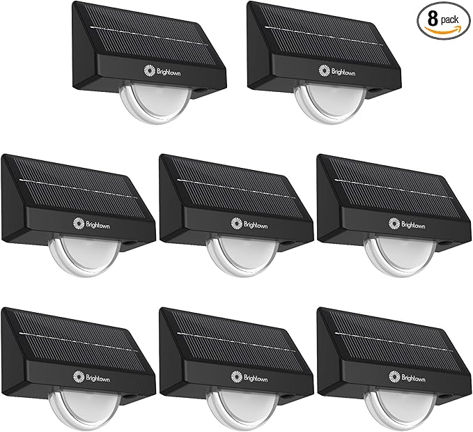 Brightown Solar Stair Lights Outdoor, Solar Step Lights Outdoor Waterproof IP68, Multiple Color Modes Outdoor Step Light for Garden Stair, Front Step, Front Porch, Deck, Sidewalk and Pool