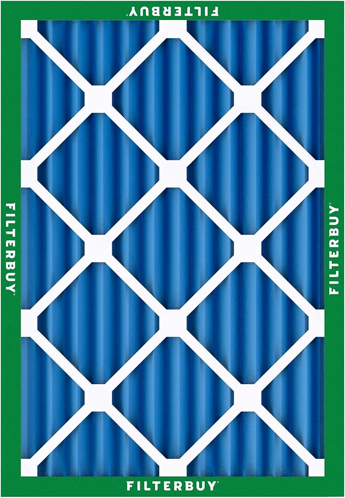 Filterbuy 25x32x2 Air Filter MERV 13 Optimal Smoke & Allergy Defense (4-Pack), Electrostatic Pleated HVAC AC Furnace Filters Replacement, Made in USA (Actual Size: 24.50 x 31.50 x 1.75)