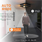 Motion Sensor Outdoor Flush Mount Ceiling Light, Modern Farmhouse Ceiling Lights with Clear Glass, Matte Black Industrial Iron Light Fixtures for Entryway Garage Hallway Patio Porch