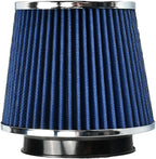 Universal Clamp On Air Intake Filter fits 3 In /3.5 In /4 In Three Different Size, Cone Air Intake Filter（Blue）