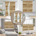 Light Brown Wood Grain Living Room Curtains 96 Inch Length, Window Curtains Tab Top, Western Farmhouse Barn Door Light Filtering Window Treatments Drapes 52"x96" 2 Panel