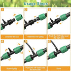 JAYEE Drip Irrigation Fittings, 15 Pcs Lock Barbed Tee for 1/2 to 1/4 Inch Vinyl Tubing, Drip Line Parts 3-Way Tees Irrigation Connectors for Drip Sprinkler Garden Lawn Systems, Green
