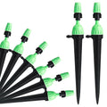Drip Irrigation Emitters for 1/4" Irrigation Tubing, 25 Pack Integrated Drip Irrigation Stream Emitters & Adjustable Atomizing Nozzles with Stake Adjustable 360 Degree Water Flow Sprayer