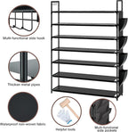 Large Capacity 7 Tier Shoe Rack, Black, 33.3in Wide x 11.2in Deep x 48.7in Tall, Holds 28-35 Pairs of Shoes, Ultra-Minimalist Style, Waterproof and Durable