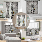 Funny Farm Animals Bathroom Curtains 63 Inch Length, Window Curtains Tab Top, Vintage Barn Grey Sunflowers Light Filtering Window Treatments Drapes 52"x63" 2 Panel