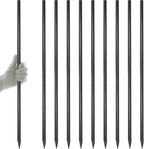 AAGUT 40" Rebar Stakes 1/2" 10 Pcs, Straight Ground Stakes Heavy Duty Landscpe Timber Spikes with Chisel Point End for Cement, Concrete Form, Plant Support, Black