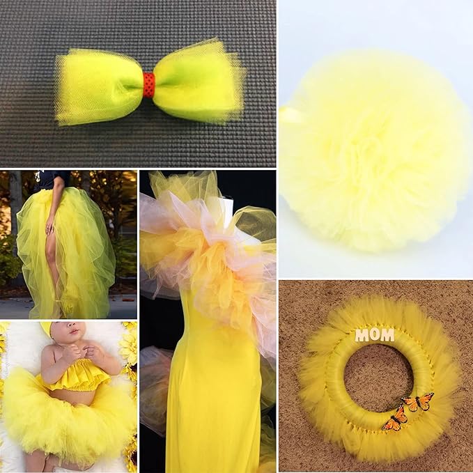 Yellow Tulle Fabric Rolls 54 Inch by 40 Yards Tulle Bolt Spool for Wedding Decorations DIY Tutu Baby Shower Table Skirt Ceiling Decor Birthday Party Craft Supplies