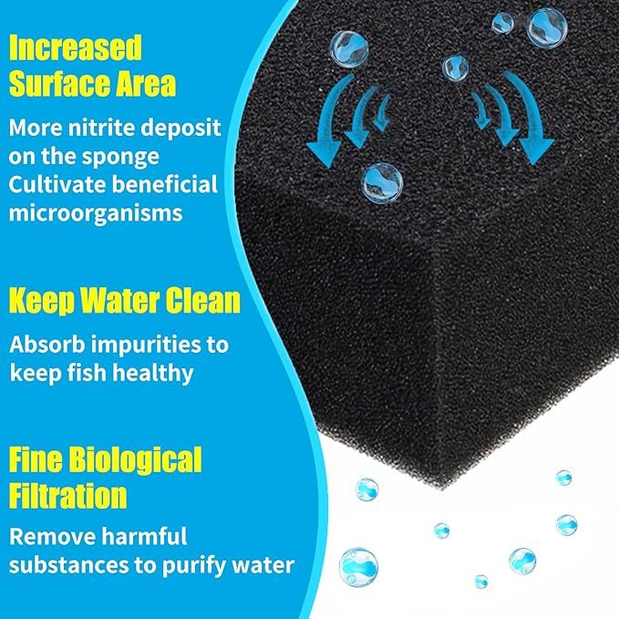 AQUANEAT 2 Pack Aquarium Bio Sponge Filter Media Pad Cut-to-Size Open Cell Foam Sheet for Fish Tank Sump (7.5" x 4.7" x 2.75")
