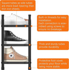 TZAMLI 3-Tier Shoe Rack for Closet, Expandable and Stackable Shoe Organizer Adjustable Metal Shoe Storage Small Shoe Shelf for Entryway Entrance, Black