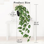 Artificial Pothos Ivy Plant with Pot Artificial Light Green Leaves Featuring for Home Shelf Decor Indoor Silk Artificial Plant Large