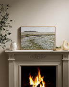InSimSea Framed Canvas Wall Art Vintage Decor, Classical Grassland Paintings Large Wall Art, Meadow Full of Flowers Wall Pictures for Living Room Farmhouse Bathroom Wall Decor, 16"x24"