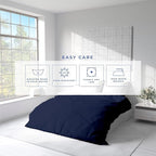 Kotton Culture 3 Pc King Size Duvet Cover Set- 100% Egyptian Cotton Sateen 600 Thread Count Ultra Soft Premium Durable Comforter Cover Zipper Closure & Corner Ties (Navy Blue, King 102"x94")