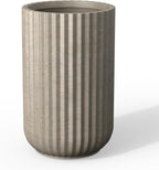 Kante Tall Fulted Planter, 17.7 Inch Tall Round Concrete Plant Pots with Drainage Hole and Rubber Plug, Modern Decor for Indoor Outdoor Plants, Flower, Weathered Concrete