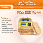 Air Fryer Paper Liners, 200pcs Air Fryer Liners Disposable, 6.3" Square Baking Liner for 2-4 qt Airfryer Basket, Non-stick and Oil Proof Parchment Paper for Oven, Pans & Baking