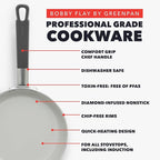 GreenPan x Bobby Flay 10" Nonstick Frying Pan Skillet, PFAS-Free Diamond Ceramic, Induction Suitable, Stay-Cool Silicone Handle, Easy Clean Dishwasher & Oven Safe, Egg & Omelet Pan, Graphite