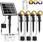 MEIHUA Solar Spot Lights Outdoor Garden, 4 in 1 2700K/4000K/6500K Adjustable LED Solar Powered Spotlight, IP66 Waterproof Solar Landscape Spotlights 3 Brightness for Garden Pathway Yard Tree