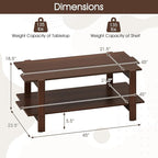 GOFLAME Wood Coffee Table with Storage, 2-Tier Irregular Center Table with Open Storage Shelf, Modern Accent Tea Table for Living Room, Home Office, Reception Room (Walnut)
