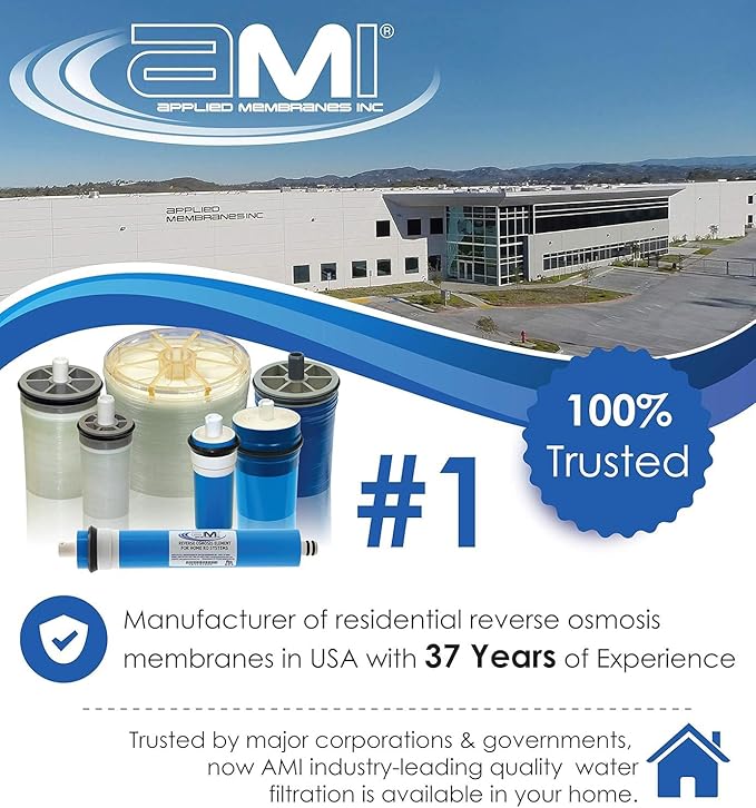 APPLIED MEMBRANES INC. 50 GPD Reverse Osmosis Membrane | RO Membrane Water Filter Replacement for Reverse Osmosis Water Filtration System | 1.8" x 12" Universal Compatibility, Pack of 10