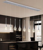 8 Light Modern Glam Crystal Rectangular Chandelier for High Ceiling LED Dimmable Ceiling Pendant Light Kitchen Island Staircase Foyer Enterway Living Room Chandelier Lighting Antique Silver