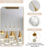 Dining Room Light Fixture 4-Light Gold Kitchen Island Lighting Industrial Linear Crystal Chandeliers for Dining Room Pendant Light Fixture for Living Room Hallway Bedroom