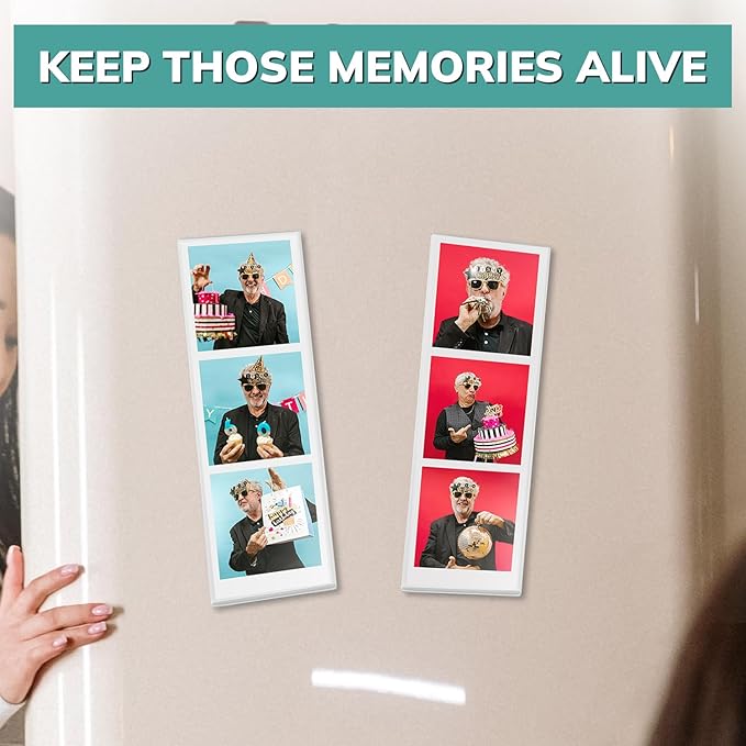 pbf PHOTO BOOTH FRAMES 2x6 Magnetic Picture Frames for Refrigerator | 2 x 6 Clear Magnetic Vinyl Frames for Photo Strips for Fridge (100-Pack)