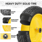 TICONN 4.80/4.00-8 Tire, 14.5" Flat Free Wheelbarrow Tire and Wheel, Solid Replacement Tires with 3" Centered Hub, 5/8" 3/4" Bearings, Universal Fit 4.80/4.00-8, 3.50/3.00-8, 4.00-6 (Yellow)