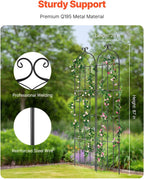 VEVOR Garden Trellis for Climbing Plants, 87 x 20 in, 2 Packs Rustproof Metal Garden Flower Trellis, Outdoor Climbing Rose Trellis Cucumbers Support, Decorative Clematis Trellis for Courtyards Lawns