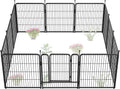 FXW Garden Fence Outdoor for The Yard – 32in(H) x 27.3ft(L) Heavy Duty Metal Animal Barrier for Dog and Rabbit, Decorative Dog Fence, 12 Panels, Black