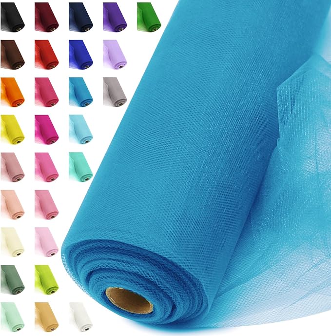 54" by 20 Yards Tulle Fabric Rolls Turquoise Tulle Ribbon Tutu Spool Bolt for DIY Wedding Decoration Baby Shower Tutu Skirt Gift Wrapping Large Matte Tulle, Roll Packaging (Turquoise)