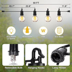 ZJOJO 60FT Outdoor String Lights, G40 Globe Outdoor Lights with 30 Shatterproof LED Bulbs (2 Spare), 2700K Hanging Waterproof Patio Light, Connectable String Lights for Outside Backyard Porch Party