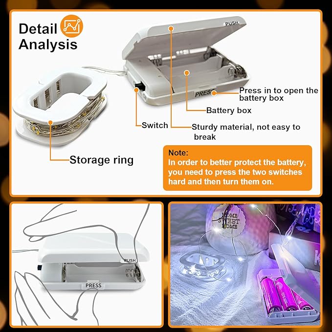 2 Pack 16Ft 50Leds Fairy Lights Mini Led String Lights Twinkle Lights for Easter Halloween Christmas Parties Wedding Table Centerpieces Decoration
