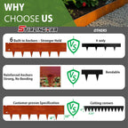 40"x10" Corten Steel Landscape Edging, 6-Pack (20ft Total) – Rusted Metal Garden Border, Lawn & Flower Bed Edging, Decorative Hammer-in Outdoor Landscaping Border for Yard, Pathways & Driveways