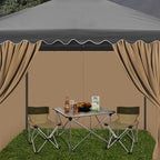 Gazebo Privacy Curtains 10' x 12' with Zipper 4-Panels Side Wall Universal Replacement for Patio, Outdoor Canopy, Garden and Backyard (Curtain Only)
