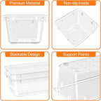 WOWBOX 40 PCS Clear Plastic Drawer Organizer Set, 4 Sizes Desk Drawer Organization and Storage Containers for Makeup, Cosmetics, Jewelry and Gadgets in Kitchen, Bathroom, Bedroom, Office, Clear