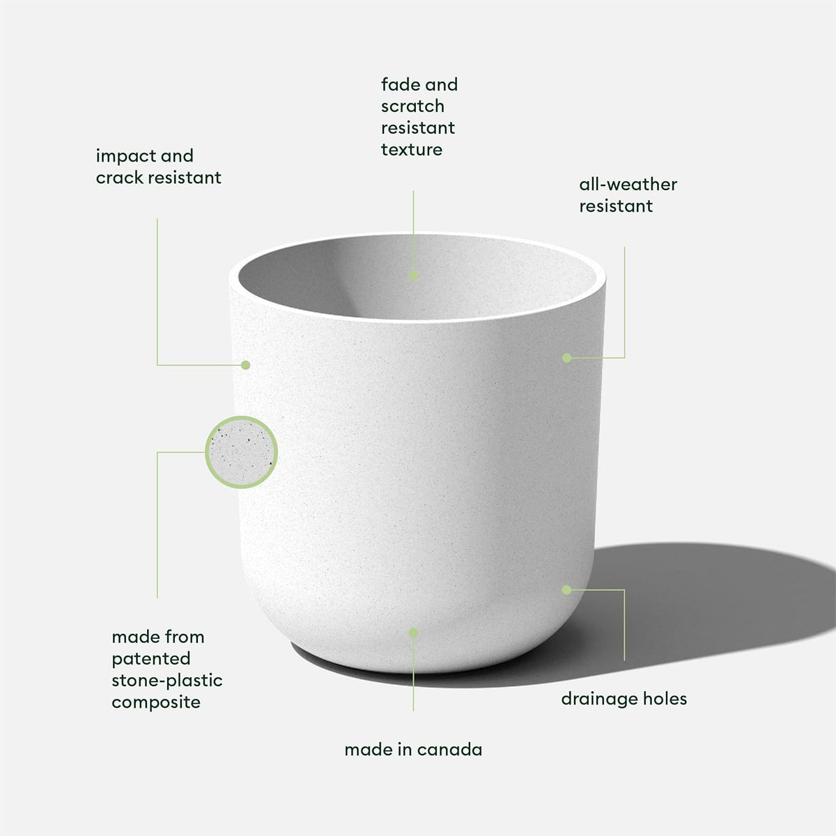Veradek Mason Series Lima Planter - Round Planter for Indoor or Outdoor Porch/Garden | Made from Plastic-Stone Composite with Drainage Holes | Modern Décor for Succulents, Flowers, Small Plants