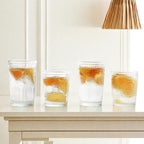 12pcs Vintage Drinking Glasses Set, 12 oz Highball Glasses & 9 oz Embossed Ribbed Glassware Cups for Cocktail, Water, Juice, Coffee, Whiskey (Clear)