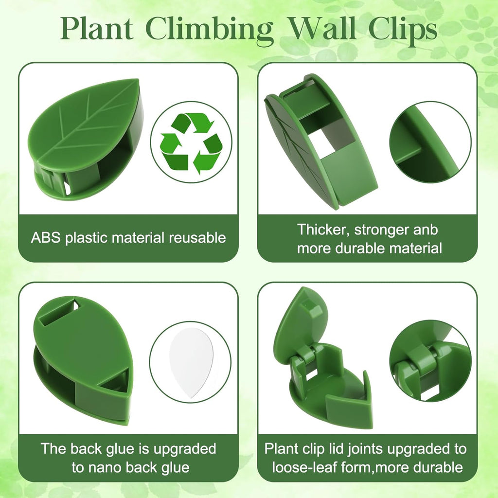 120 Pcs Plant Wall Clips, Plant Climbing Wall Fixture Clips, Wall Vines Fixing Clips with 144 Adhesive Stickers, Self-Adhesive Plant Fixer for Vine Support and Indoor Outdoor Decoration