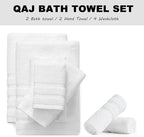 8-Piece Bath Towels Set, 100% Cotton Thick Soft Highly Absorbent Durable, Quick Dry, Bathroom Towels Set (2 Bath Towels, 2 Hand Towels, 4 Washcloths) - Perfect for Daily Use