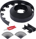 Landscape Edging, 40' 4" Tall Garden Edging with Scissors, Lawn Edging with 36 Garden Spikes and 2 Connectors, Heavy Duty PP&PE Material Edging for Landscaping, Garden, Lawn, Black
