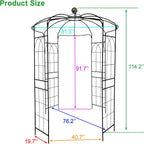 Metal Gazebo Birdcage Shape, Garden Trellis Arbor Arch for Climbing Plants Stand Rack Pergola Pavilion French Style Wedding Decoration Lawn Vines Roses, 81.3''W x 114.2'' H