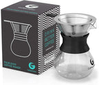 Coffee Gator Pour Over Coffee Maker Portable - 10.5oz High Heat Borosilicate Glass w/Reusable Stainless Steel Filter, Drip Coffee Brewer Pourover Dripper Set Carafe, 300ml Black