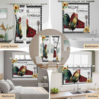 Farmhouse Rooster Bedroom Curtains 72 Inch Length, Window Curtains Tab Top, Rustic Red Barn Windmill Sunflowers Light Filtering Window Treatments Drapes 52"x72" 2 Panel