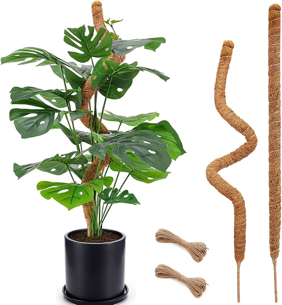 2 Pack Moss Pole, 28 Inch Bendable Moss Pole for Plants Monstera, Moss Poles for Climbing Plants Indoor, Coir Plant Pole Sticks Support Stakes for Potted Plant, Pothos, Philodendron