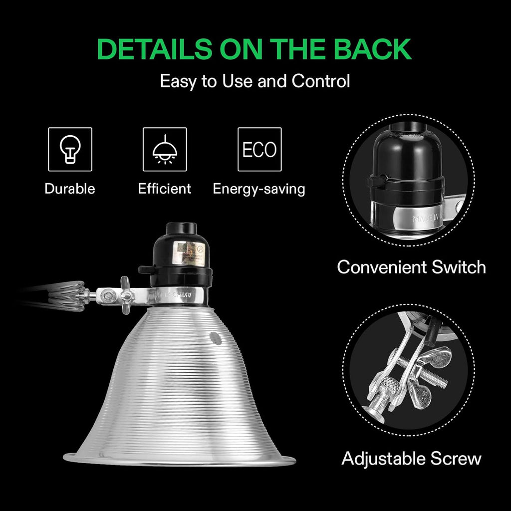 VIVOSUN 2-Pack Clamp Lamp Light with Detachable 5.5 Inch Aluminum Reflector up to 60W E26 Socket (No Bulb Included), 6 Feet Cord, UL Listed