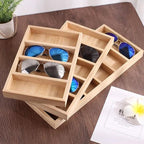 TANG SONG 1 Pack Bamboo Sunglasses Display Tray Eyewear Storage Case for Home or Office